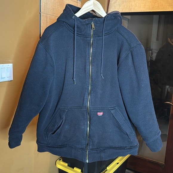 WRANGLER WORKWEAR SHERPA LINED HOODED SWEATSHIRT BLACK SIZE LARGE - Picture 5 of 13